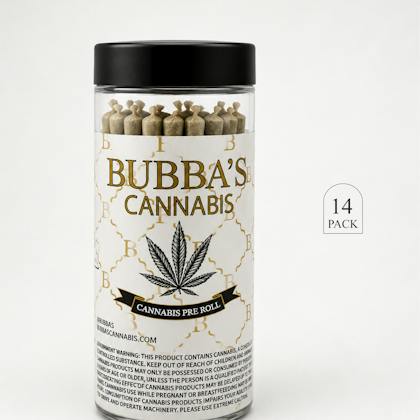 Bubbas Cannabis joints packaging from the Euphoria | Joints | 1g each | 14pk listing