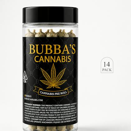 Bubbas Cannabis joints packaging from the Bubba's OG | Joints | 1g each | 14pk listing